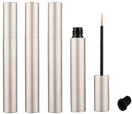 4 tubos de delineador de ojos vacíos de aluminio de 5 ml, botella de líquido de crecimiento de pestañas, tubo de plástico con cepillo, botella de suero de pestañas para aceite de crecimiento de