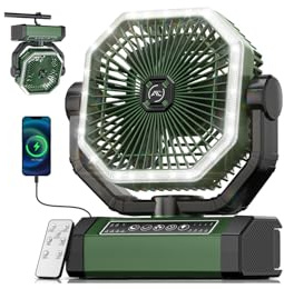 Allsion Portable Fan 24000mAh Battery Powered with Remote & LED, 4 Speed Strong Airflow, Desk/Camping/Outdoor/Gym Fan for Office Travel Treadmill Camping Gear