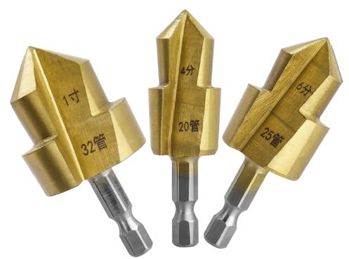 Bestgle Lot de 3 forets étagés à tige hexagonale de 6,35 mm avec revêtement en titane pour tuyau d'eau, outil de réparation 20/25/32 mm