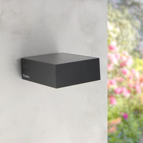 M Ledme - Applique murale solaire LED Black Bin 2W, éclairage extérieur avec détecteur de mouvement et de crépuscule, protection IP65, éclairage 4000K (neutre), charge rapide et autonomie de 6 à 8h
