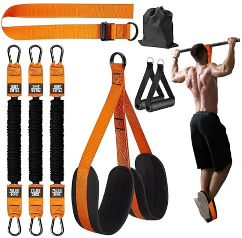 Pull-Up Assist Band Set, Heavy Duty Horizontal Bar Auxiliary Resistance Band, With Fitness Pull Rope And Foot Strap, Auxiliary Accessories To Enhance Pull-Up Strength Training (225 Pounds)