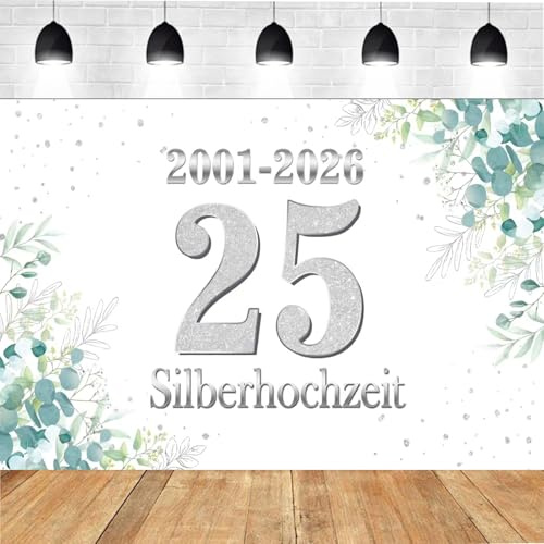 Silberhochzeit Banner 110 * 180cm 25 Jubiläum Hochzeitsbanner