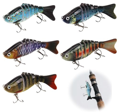 3D Bionischer Schwimmköder, 5 Stück Bionischer Schwimmköder, Roboter-Angelköder, Kunstköder Wobbler Hecht Set, Angelköder für Süß- und Salzwasser, Hobbyangler und Profis