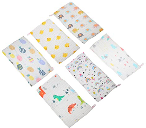 BIUDECO 6 piezas Toallas de Algodón para Estampado de Caras Infantiles Toallitas Absorbentes para Sudor y Baberos Suaves y Transpirables para Uso Diario Unidades
