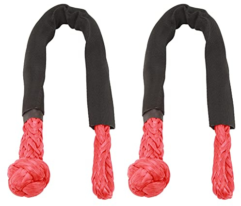 2 uds grillete Suave de Remolque 38000 Lbs Fuerza de Rotura desgarro portátil para Camiones SUV Grandes vehículos Todoterreno (Rouge)
