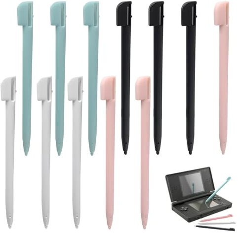 Lot de 12 Stylet DS, Stylets de Haute précision, 3DS XL 3DS NDS DS Lite DSL NDSL Console Tip Accessoires de Console de Jeu, durables et compatibles, pour Jeux et Navigation (4 Couleurs)