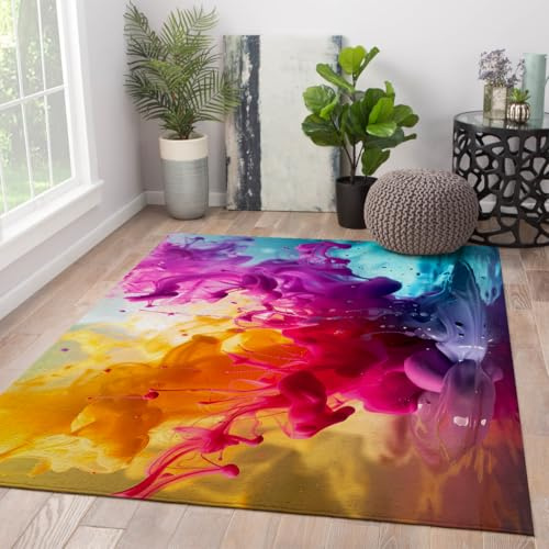 MOKOSAISE område matta vardagsrumsmattor 240 x 340 cm tvättbar mjuk tunn matta färgad bläcksprutmatta för sovrummet under matbordet levande flödande abstrakt dörrmatta