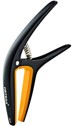Ortega Guitars Kapodaster Flach & Gewölbt - Aluminium-Legierung Schwarz | Musikinstrument Zubehör, für Gitarre, TWCAPO-SBK