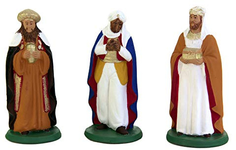 Große Weihnachtskrippenfiguren, 3 Stück, handbemalt, aus Terrakotta, Weihnachtsgeschenkidee
