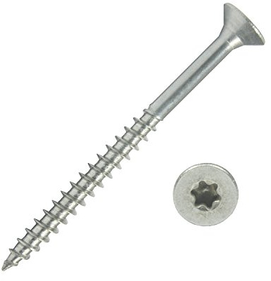 100 Stück Edelstahl-Schrauben 4,5x55 mm Teilgewinde Torx - Spanplattenschrauben mit Senkkopf - Holzschrauben/Holzbauschrauben - Werkstoff A2 VA V2A - Edelstahlschrauben/Universalschrauben TX20