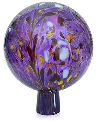 Lauschaer Glas Gartenkugel Rosenkugel aus Glas mit Granulat hyazinthblau h 19 cm, d 15cm mundgeblasen handgeformt