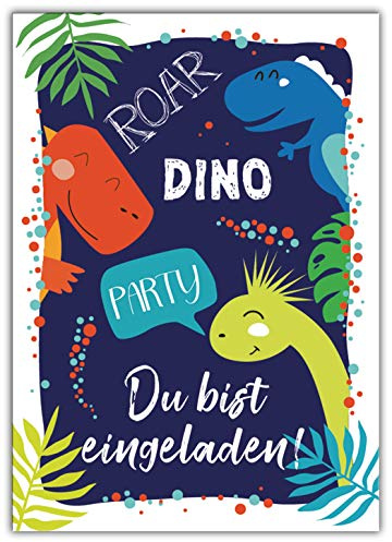 Junaversum 12 Einladungskarten Kindergeburtstag Jungen Mädchen Dinosaurier Einladungen Kinder