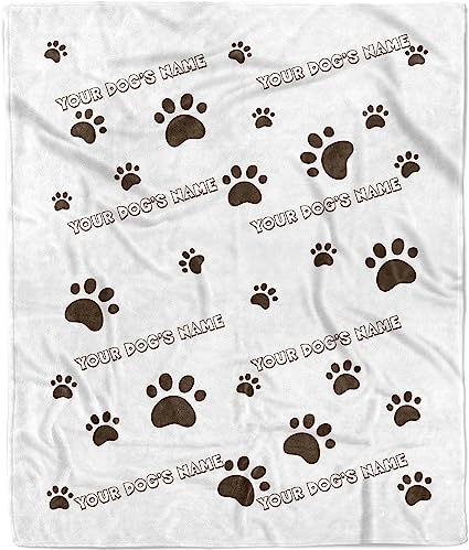 Personalisierte Hundedecke mit Namen, Fleece-Überwurf, personalisierte Haustierdecke mit Pfotenabdrücken, einzigartige individuelle Geburtstagsgeschenke für Hundeliebhaber, personalisierte