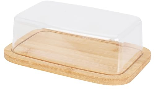 EH Excellent Houseware Bambusbutter mit Deckel, 19 x 12 cm, Butterdose
