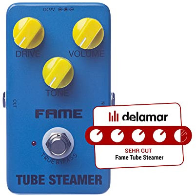 Fame Tube Steamer, Analoges Overdrive Pedal für Gitarren, Drive, Volume, Tone Regler, True Bypass, Stabiles Metallgehäuse, 9V Batteriebetrieb kompatibel