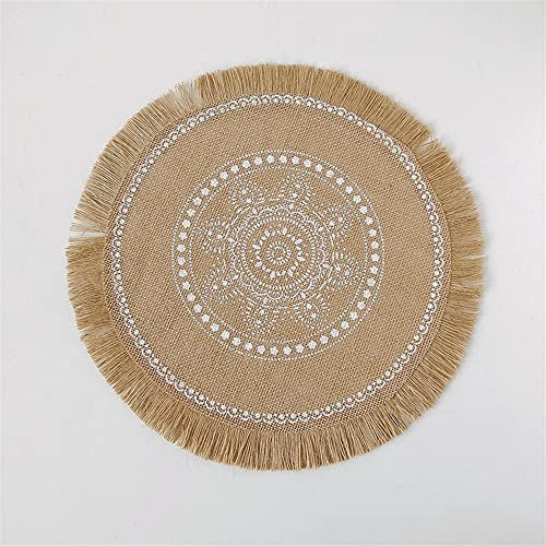 GIVBRO Fransen-Tischsets, Untersetzer, Blumenmuster, Zopfmuster, Tischsets, Deckchen, Hochzeitsgeschirr, Kissen, Dekoration