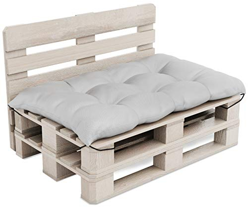 MOLTICO Palettenkissen Palettenauflagen Gesteppt Wasserdicht - Indoor und Outdoor - Sitzkissen 120x80x14 cm - Grau