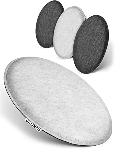 Balinco Sitzkissen Rund aus Filz, zweifarbig Anthrazit + Hellgrau, waschbar, Stuhlauflage für Haus & Garten, 4er Set