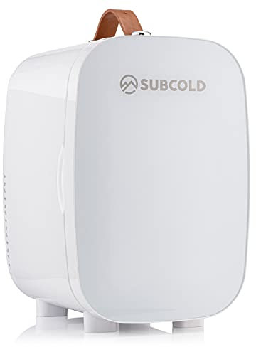 Subcold Pro6 Luxury Mini Fridge Cooler | 6 Litre / 8 Cans | AC and Exclusive USB Power Option | Portable Small Fridge for the Office, Bedroom, Car, Travel, Skincare & Cosmetics (White) (Renewed)