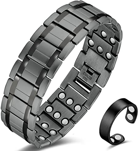 Cigmag 3X Magnetic Titanium Bracelet Men Three Row Magnets Adjustable | 3500 Gauss, Waterproof, with Ring & Sizing Tool, Present Box