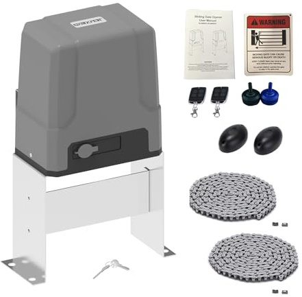 GATEXPERT Fast Automatic Sliding Gate Opener Kit Driveway Security Gate Operator Kit with Infrared Photocell Sensor for Sliding Gates up to 1100pounds or 39feet GT1100DC-GREY-NEW