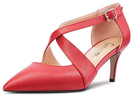 Castamere Aiguille Mi Talon Heel Pointu Bout Lanières Croisées Escarpins Mariage Party 6.5 CM Heels