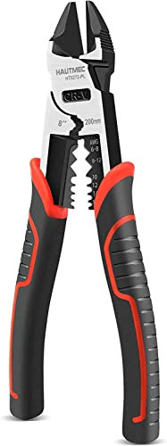 HAUTMEC 8 Diagonal Cutting Pliers, 4 in 1 Multifunction Side Cutters Pliers with Pro-High Leverage, CRV Steel Heavy Duty Wire Diagonal Cutters for Electricians, Mechanics & DIY, HT0272-UK