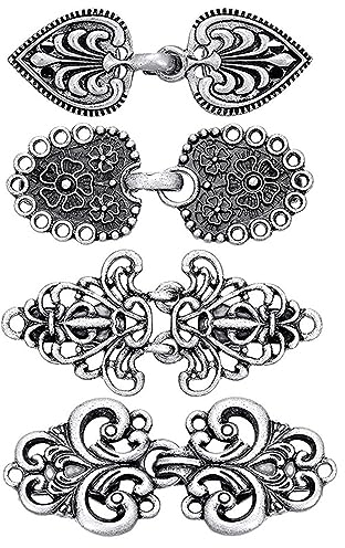 Vintage Cardigan Clip à Châle en Argent pour Femme, 4 Pièces, Fermeture Cape