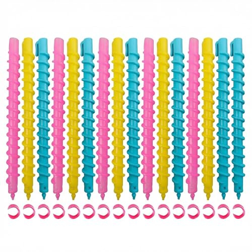 18 Pieces 7.3inch Spiral Hair Perm Rod Colorful Plastic Long/Medium Hair Barber Hairdressing Styling Curling Perm Rod No Heat Hair Curlers for Women Girls Most of Hairstyle (Random Color)