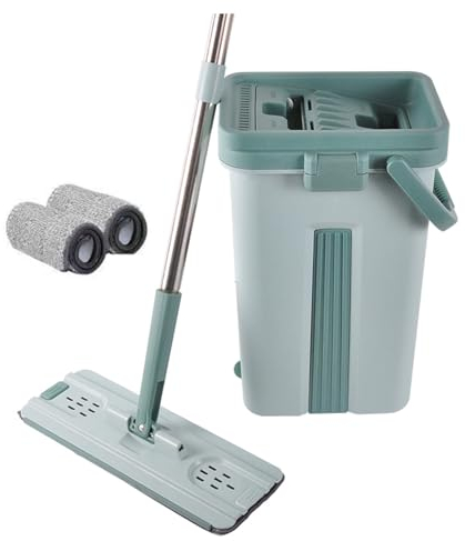 BZJPRFC Trapeador Y Cubo De 10 litros con Juego De Escurridor, Cubo De Plástico For Fregona For Uso En Seco Y Húmedo, Mango Cómodo Y Duradero, Apto For Uso En Interiores Y Exteriores (Color : Green)