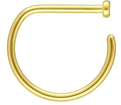 OTHER Piercing Nasenpiercing D-Ring Halbrund Nostril Nasenstecker Nasenring D-Form Damen Herren Nasen-Schmuck Piercings Titan Gold 0,8x10 mm