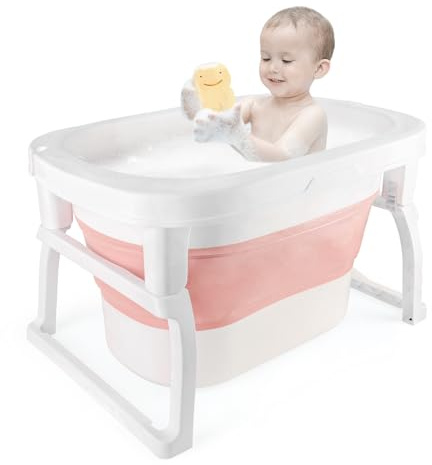 MUL-BOUTIQUE Baignoire Pliable Pour Bébé Avec Un Tabouret à l'Intérieur, Bain Bebe Adaptée Aux Bébés De Tous Âges, Facile à Baigner Et Sans Danger Pour Les Bébés