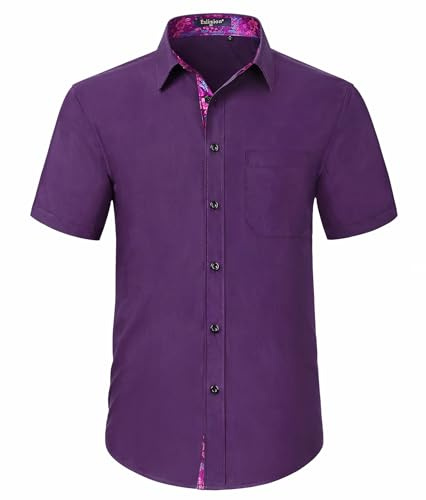 Enlision Men's Short Sleeve Shirts Formal Dress Shirt Business Regular Fit Button Up Office Shirts with Pockets