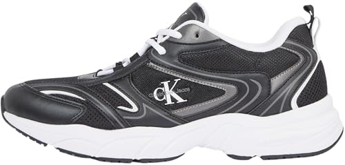 Calvin Klein jeans herr retro tennis nät ML YM0YM01260 sneakers, svart (svart/höger vit), 6,5 UK, Svart svart ljus vit, 39 EU