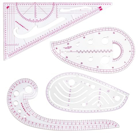 Näh Lineal Muster Nählineal Set,4 Pcs Lineal Nähen Flexibles Kurvenlineal Abgeschrägt Transparent Lineal Kunststoff Nähen Werkzeuge für Muster,Zeichnung,DIY Kleidung,Schneiderbedarf