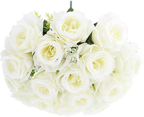 VINTORKY Bouquet Artificiali Rosa Per Cimitero e Decorazioni Funebri Per Cerimonie e Non Sbiadisce e Facile Posizionare