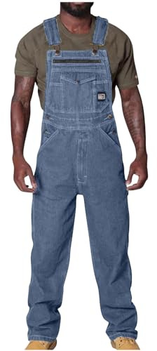 NUSGEAR Mono Pantalones de Vaqueros Hombre 2024 Peto Trabajo Bib Suelto Jumpsuit con Bolsillos Mezclilla Moda Casual Fiesta Pant Trabajo Jeans Denim Pantalones Mono Talla Grande