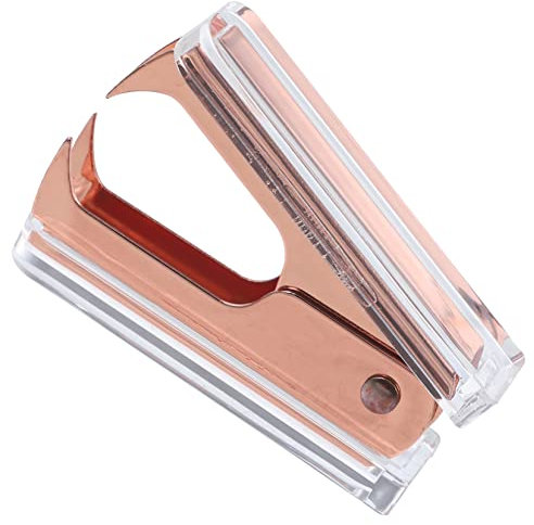VILLFUL Heftklammerentferner Klein Ergonomisch Acryl Und Metall Transparent Mit Roségold Handliches Büroklammerentfernungswerkzeug Für Büro Schule Und Zuhause