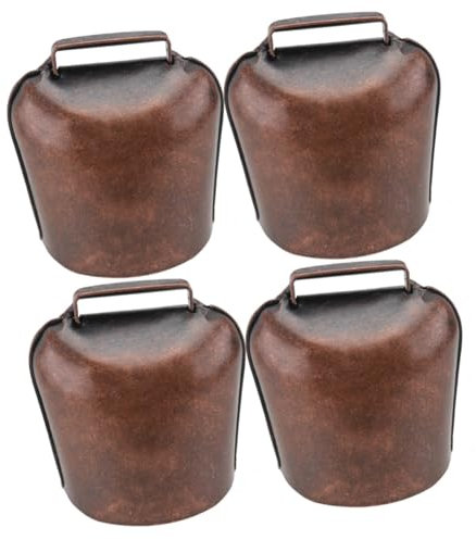 SEWACC 4stücke Dicke Schäferglocken Für Nutztiere Große Eisenklingel Rot-Bronze Als Alarmglocke Für Schafe Pferde Und Kühe Dekorative Hängedekoration
