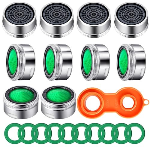 Strahlregler M24, 10 Stück Wasserhahn Sieb Aufsatz Außengewinde Mischdüse, Perlatoren für Wasserhähne mit ABS-Filter inkl Mischdüsenschlüssel