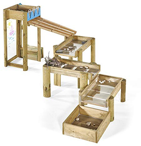 Plum Discovery Forest Water Run I Holz Wasserlauf für Kinder I Modulare Wasserrinnen-Bahn für den Garten I Gartenspielzeug ab 3 Jahren