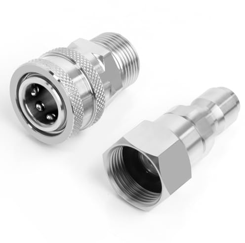 Stainless Steel M22-14mm Swivel Fitting, Pressure Washer Quick Connect Kit, 3/8 Quick Connect, 5000 PSI