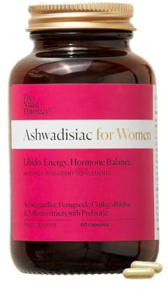The Naked Pharmacy Ashwadisiac for Women for Cognitive Function & Energy | Supplement with Saffron, Ashwagandha, Fenugreek & Prebiotic to Support Hormone Balancing | Vegan | No Additives | 60 Capsules