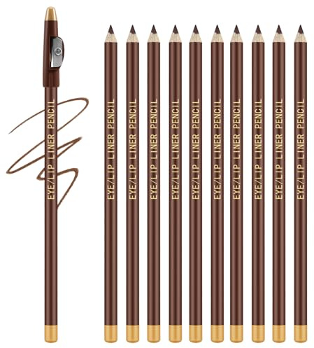 Apooliy 10pcs Augenbrauenstift Set, Langlebiger Brauenstift mit Anspitzer, Wasserfester Augenbrauenstift, Einfache Anwendung für Augenbrauen und Augen