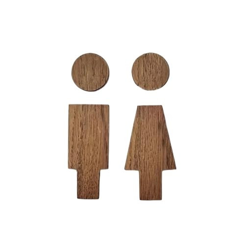 XPJYUA Signaletique Toilettes Panneau de Toilette Auto-adhésif en Bois Massif for Hommes et Femmes, Plaque de Porte de WC Antique, décorations de Center de Bain et de Salle de Bain, 1 pièce(Color1)
