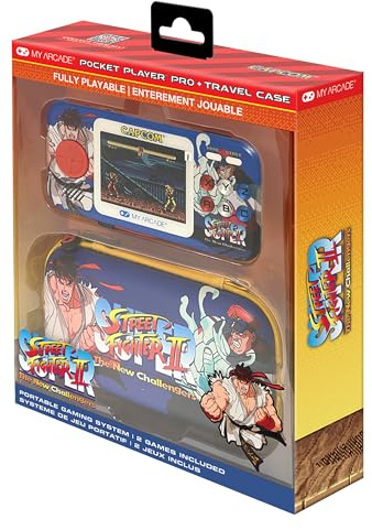 My Arcade Street Fighter II fickspelarpaket: Officiellt licensierad, bärbar spelkonsol. Resefodral, skärmskydd ingår