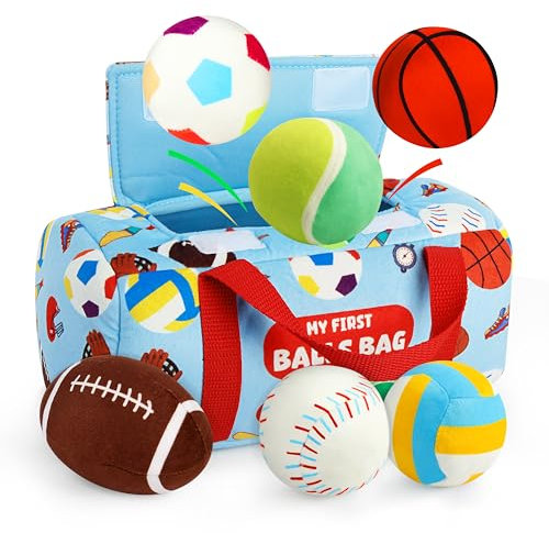 Vanmor Sensory Sports Balls für Kleinkinder, Babyspielzeug mit Reisetasche, Frühes Lernspielzeug für Babys ab 12 Monaten. Perfekt für die Sensorische Entwicklung, Tolles Geschenk für die Kleinen