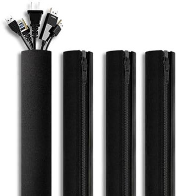 Wonder Care Soft Neoprene Cable Sleeve Wrap Cover Management Cord Wire Hider System with Zipper for TV Computer Office Home (19-20 Inch)