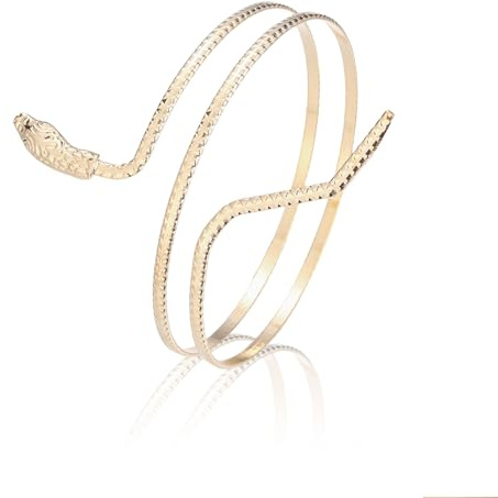 Hebterrka Pulsera para el brazo dorada para mujeres, diseño único de serpiente, accesorio de vestuario, talla única, elegantes pulseras doradas