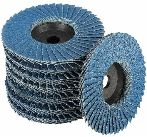 PRIMEGA Lot de 8 disques abrasifs à lamelles,Disques abrasifs à lamelles,Ø 76 mm x 10 mm Grain 40/60/80/120, pour métal, Acier et Bois, Recouvert de Disques à lamelles Disques abrasifs,（Bleu）